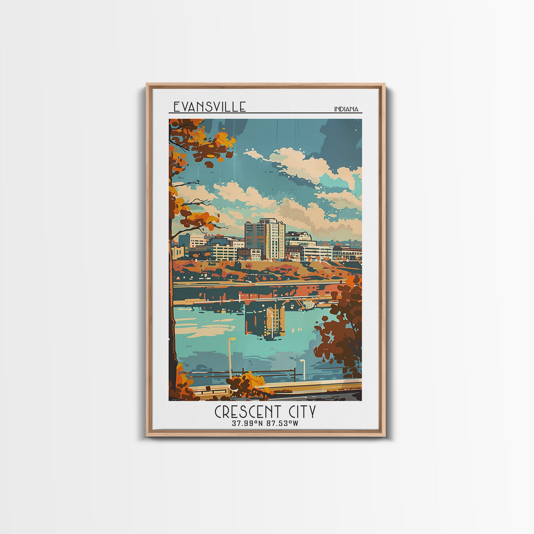 Evansville Indiana Travel Poster, Canvas Print, Travel Wall Decor, Minimalist Poster, Landscape Art, Travel Wall Art, Fine Art Print