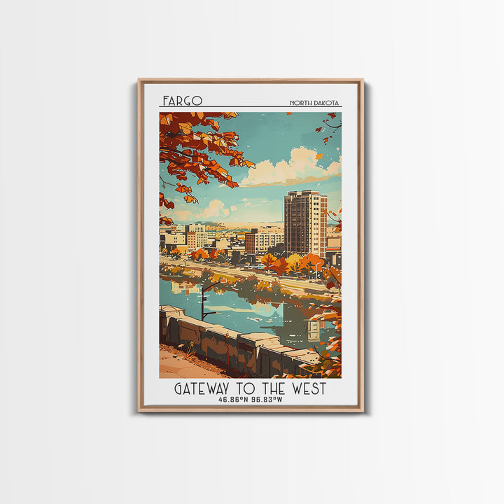 Fargo North Dakota Travel Poster, Framed Canvas Print, Vintage Travel Print, City Wall Art, Poster Art, Travel Print, Vintage Travel