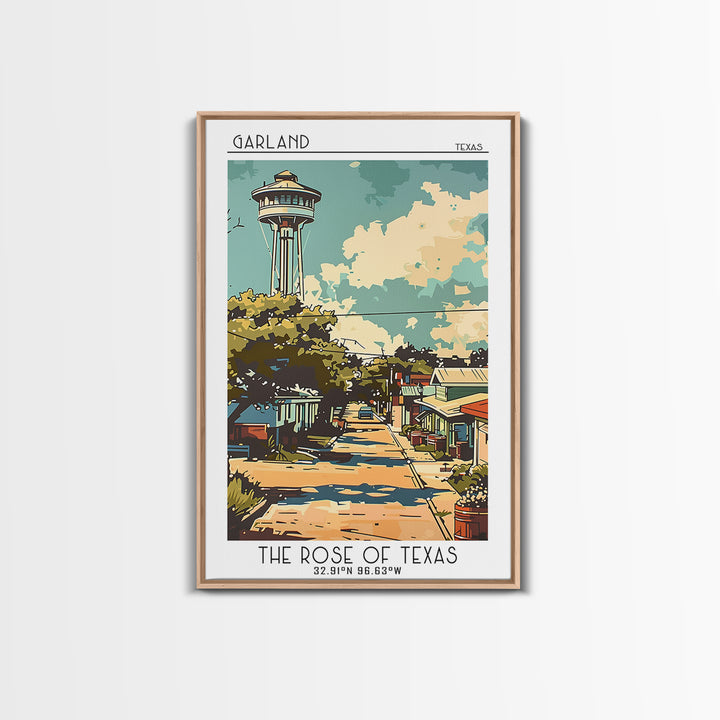 Garland Travel Poster, Framed Canvas Print, Travel Wall Decor, Minimalist Poster, Travel Art Print, Gallery Wall Set, Retro Wall Art