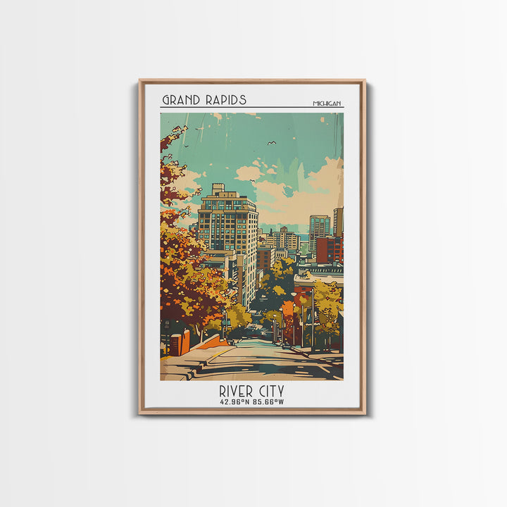 Grand Rapids Travel Poster, Canvas Print, City Art Print, Travel Wall Art, Vintage Travel, Art Print, Retro Wall Art, Fine Art Print