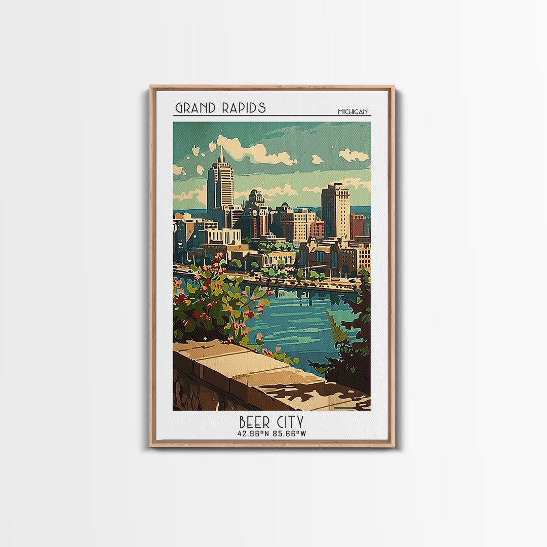 Grand Rapids Michigan Travel Poster, Canvas Print, City Travel Poster, Travel Wall Decor, Retro Travel Print, Travel Decor, Wall Art
