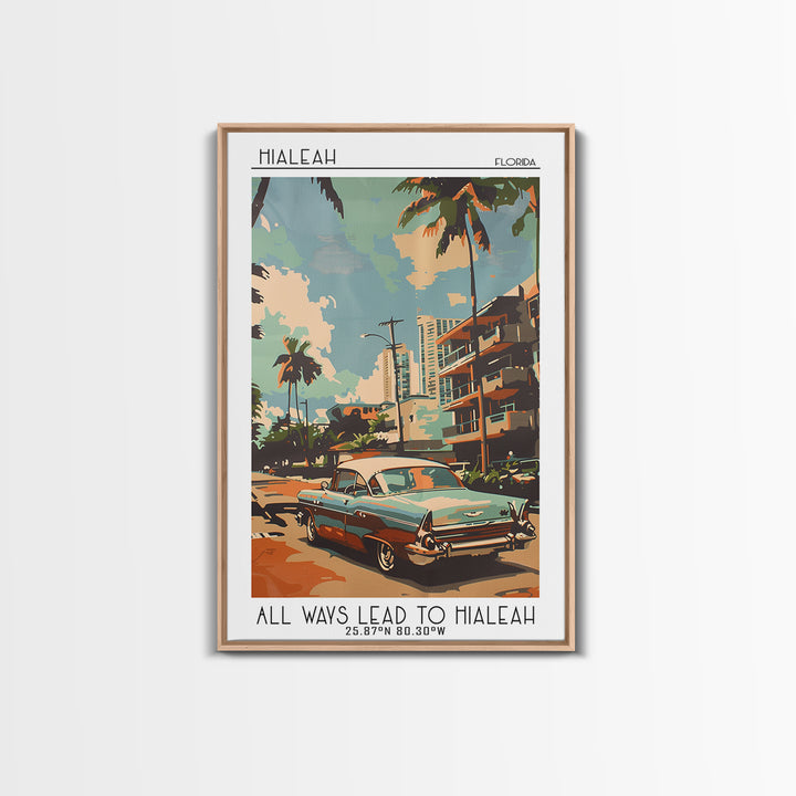 Hialeah Florida Travel Poster, Canvas Print, Travel Wall Decor, Minimalist Poster, Poster Art, Retro Travel Print, City Illustration