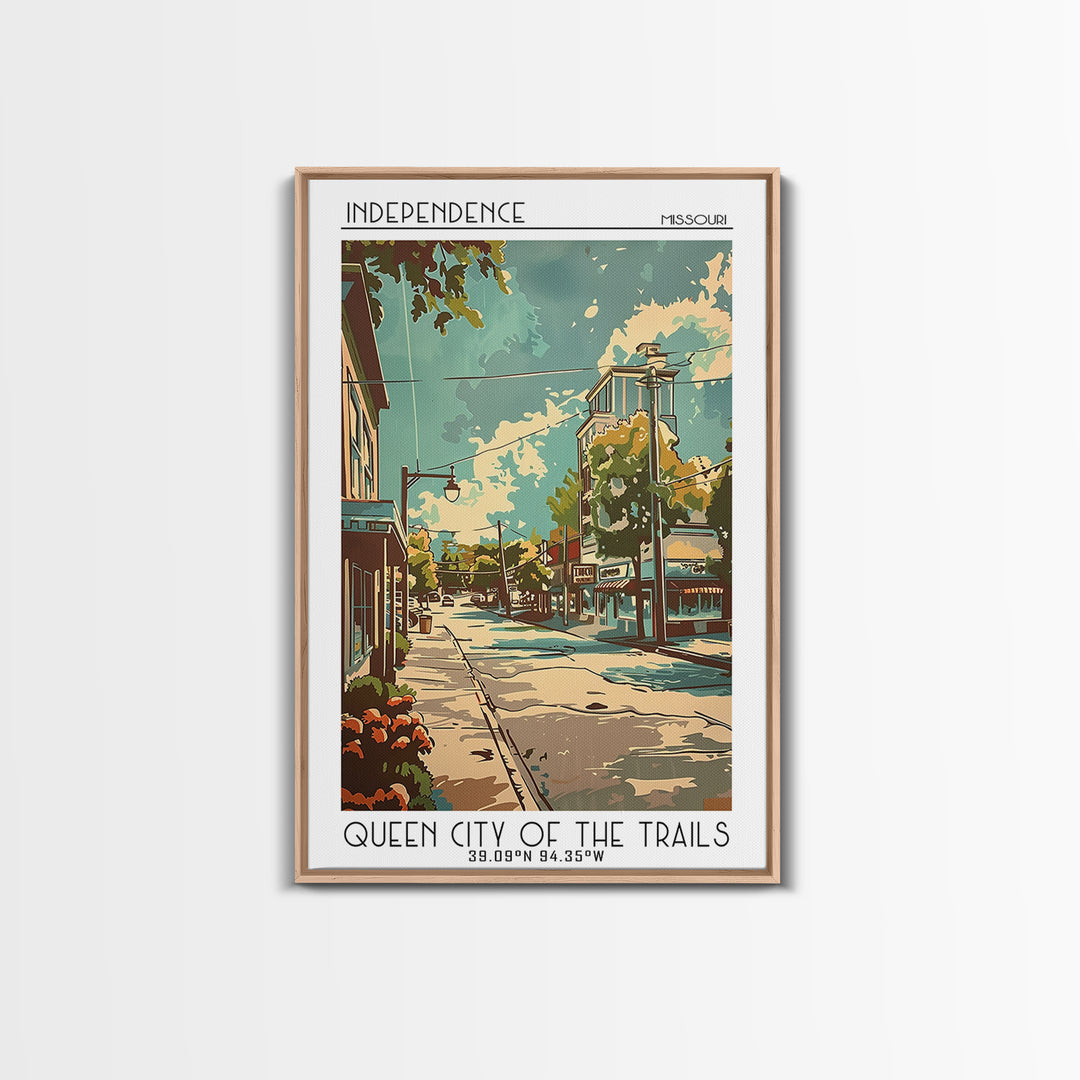 Independence Missouri Travel Poster, Framed Canvas Print, Retro Wall Art, Travel Print, City Wall Art, Wanderlust Gift, Poster Print