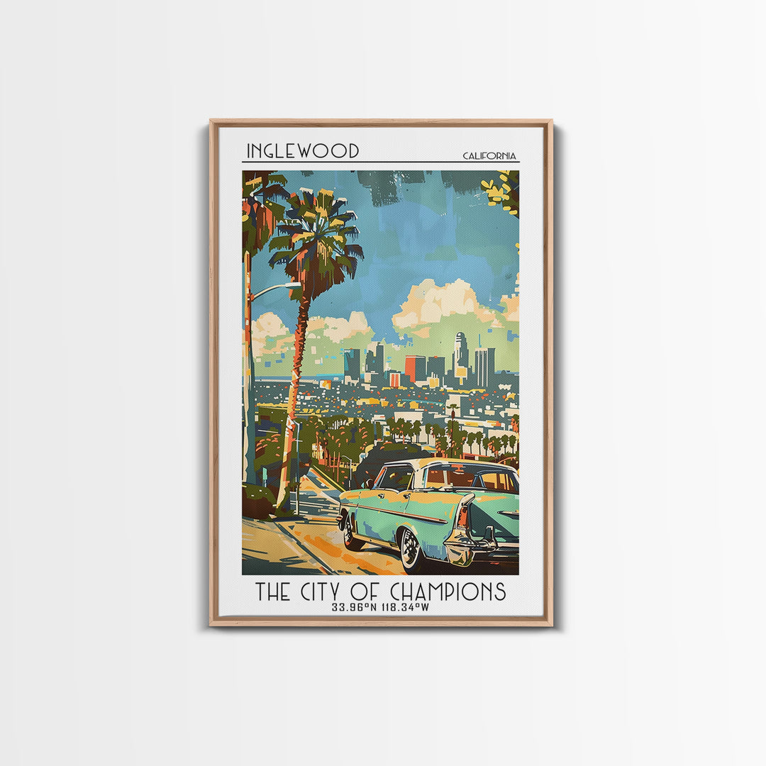 Inglewood California Travel Poster, Canvas Print, Travel Wall Decor, Minimalist Poster, City Travel Poster, Art Print, Landscape Art