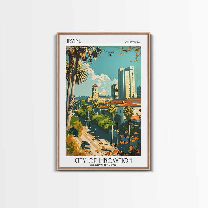 Irvine Travel Poster, Framed Canvas Print, City Travel Poster, Travel Wall Art, Poster Art, Mid Century Wall Art, Retro Travel Print