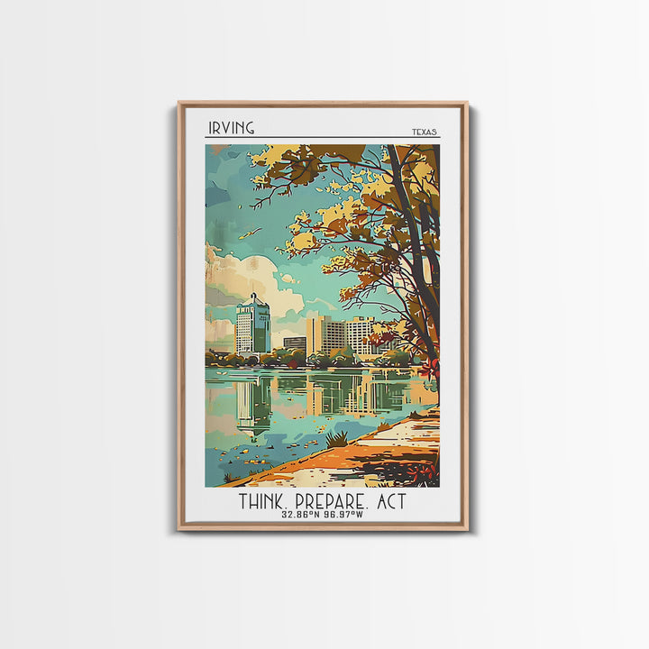 Irving Texas Travel Poster, Framed Canvas Print, City Art Print, Travel Wall Art, Gallery Wall Set, City Travel Poster, Travel Decor