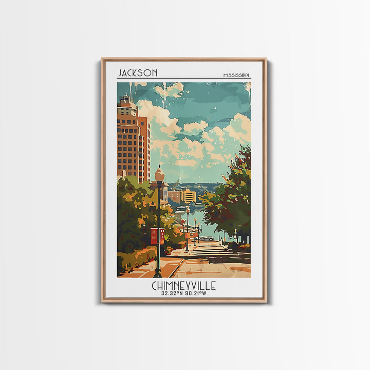 Jackson Mississippi Travel Poster, Framed Canvas Print, Travel Wall Decor, Minimalist Poster, City Travel Poster, Retro Travel Print