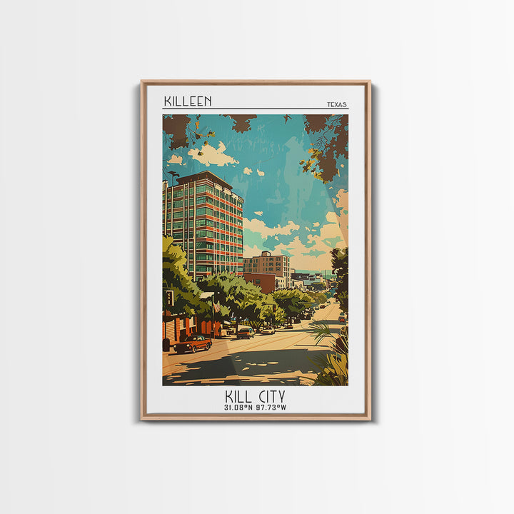 Killeen Travel Poster, Framed Canvas Print, Travel Art Print, Modern Wall Decor, Travel Wall Art, Home Office Decor, Wanderlust Gift