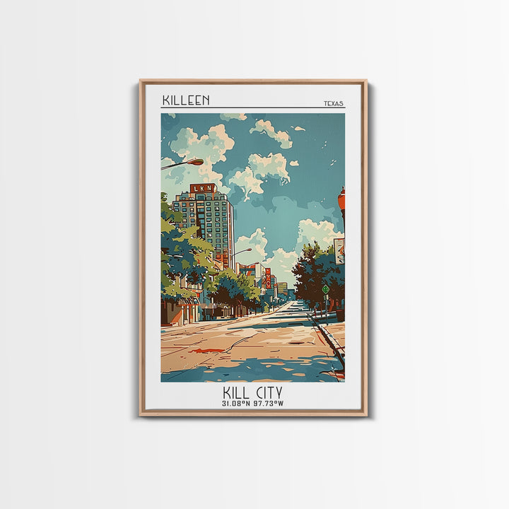 Killeen Texas Travel Poster, Canvas Print, Retro Wall Art, Travel Print, Mid Century Wall Art, Living Room Wall Art, Wanderlust Gift