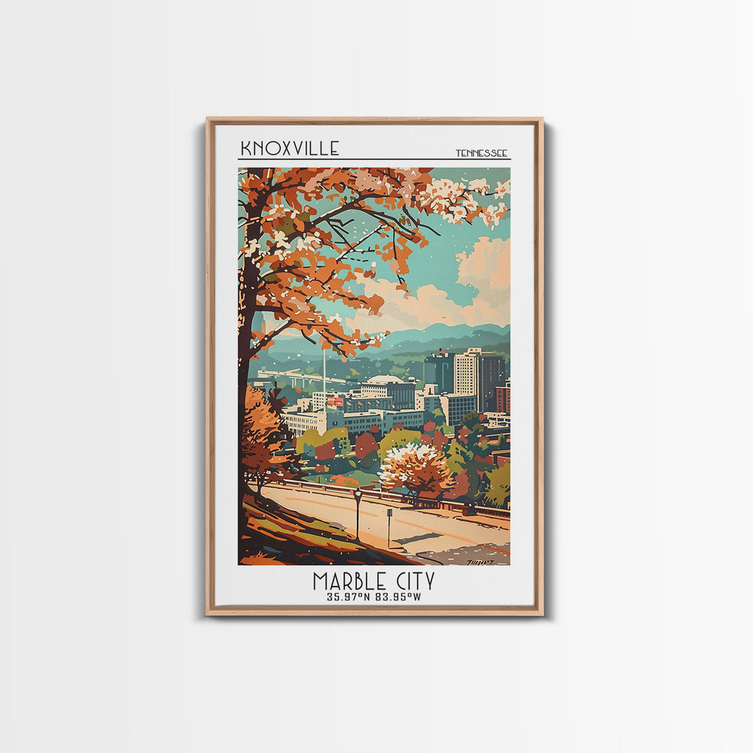 Knoxville Travel Poster, Framed Canvas Print, City Art Print, Travel Wall Art, Vintage Posters, Living Room Wall Art, Retro Wall Art