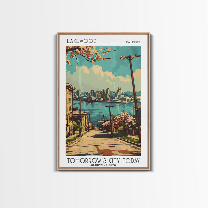 Lakewood New Jersey Travel Poster, Framed Canvas Print, City Travel Poster, Vintage City Poster, Fine Art Print, Retro Travel Poster