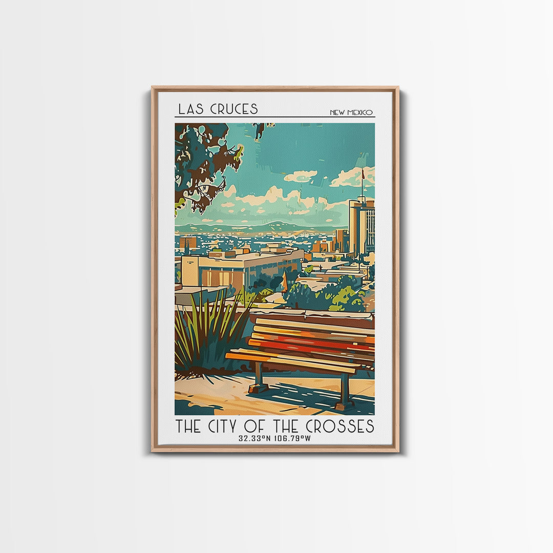 Las Cruces Travel Poster, Canvas Print, Retro Travel Poster, City Wall Art, Retro Travel Print, City Art Print, Watercolor Cityscape