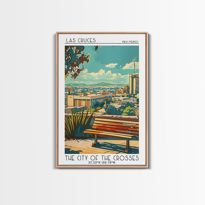 Las Cruces Travel Poster, Canvas Print, Retro Travel Poster, City Wall Art, Retro Travel Print, City Art Print, Watercolor Cityscape