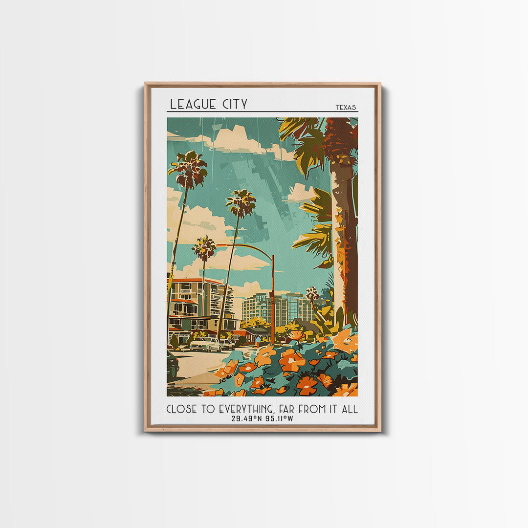 League City Travel Poster, Canvas Print, Poster Print, Travel Wall Art, Poster Art, Landscape Art, Colorful Wall Art, City Art Print