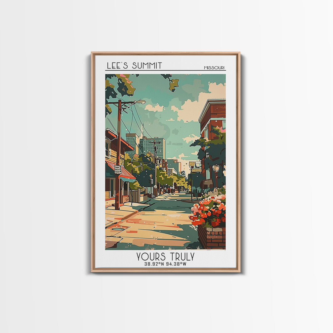 Lees Summit Missouri Travel Poster, Framed Canvas Print, City Travel Poster, Vintage City Poster, Landscape Art, Retro Travel Poster