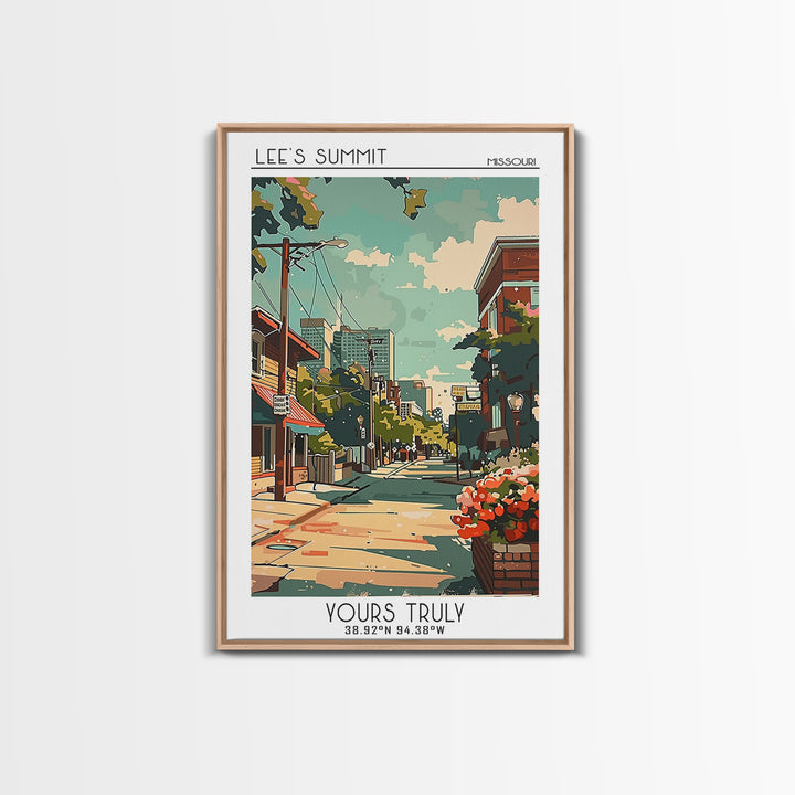 Lees Summit Missouri Travel Poster, Framed Canvas Print, City Travel Poster, Vintage City Poster, Landscape Art, Retro Travel Poster