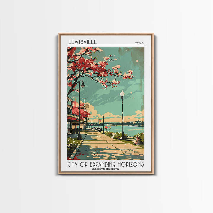 Lewisville Texas Travel Poster, Canvas Print, City Travel Poster, Vintage City Poster, Retro Wall Art, Vintage Poster, City Wall Art