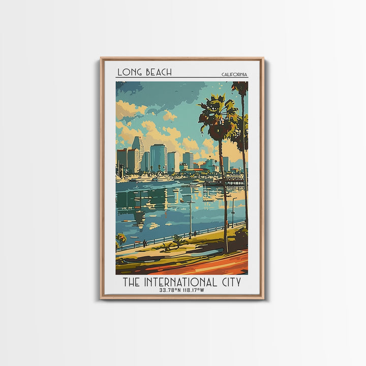 Long Beach California Travel Poster, Canvas Print, City Travel Poster, Vintage City Poster, City Wall Art, Art Print, Retro Wall Art