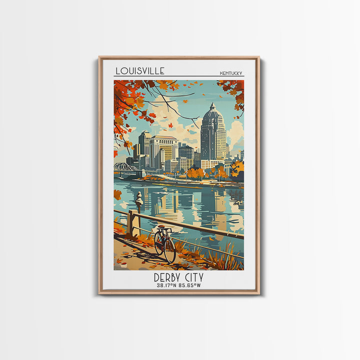 Louisville Kentucky Travel Poster, Framed Canvas Print, City Travel Poster, Travel Wall Decor, Living Room Wall Art, Wanderlust Gift