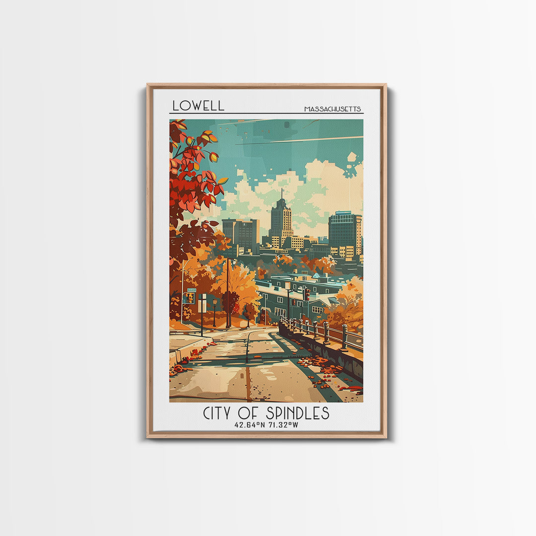 Lowell Massachusetts Travel Poster, Canvas Print, Poster Print, Travel Wall Art, Travel Decor, Home Office Decor, Retro Travel Print