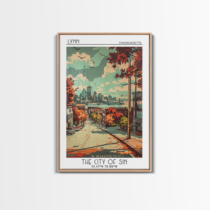 Lynn Massachusetts Travel Poster, Canvas Print, Retro Travel Poster, City Wall Art, Retro Wall Art, Living Room Wall Art, Poster Art