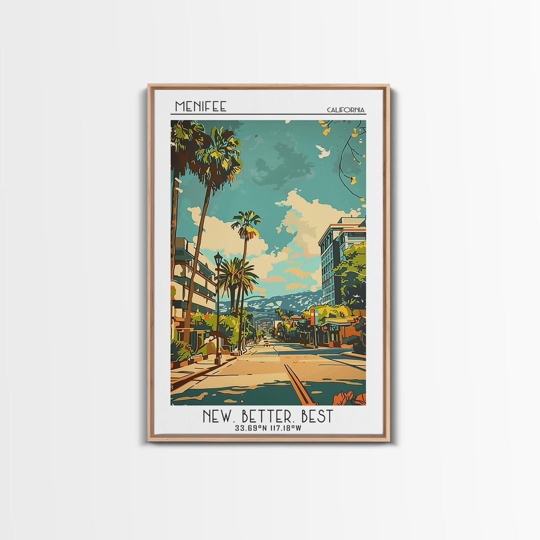 Menifee California Travel Poster, Canvas Print, City Travel Poster, Travel Wall Decor, Art Print, Poster Print, Mid Century Wall Art