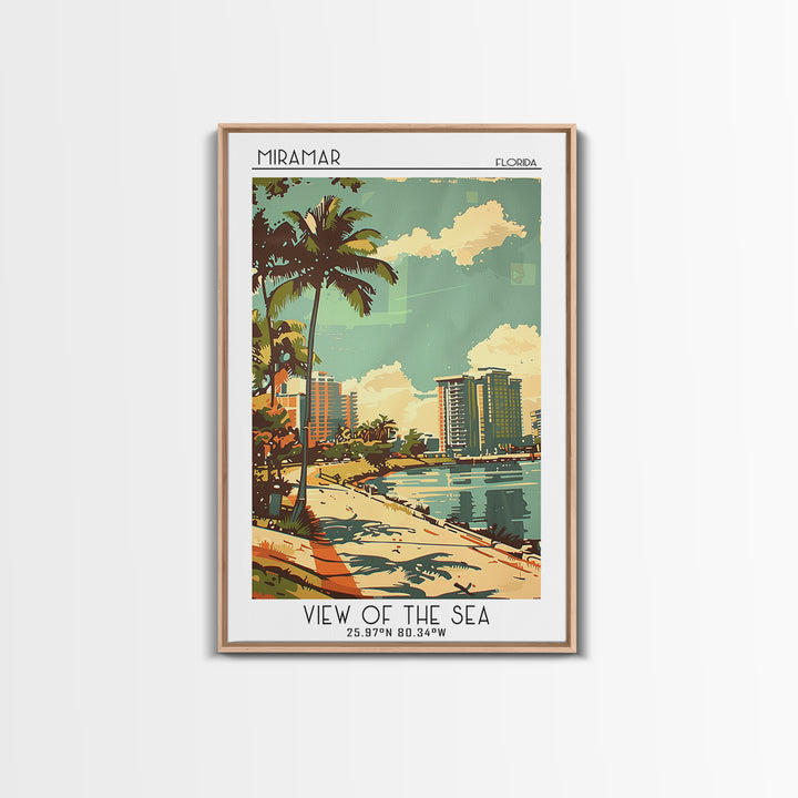 Miramar Travel Poster, Framed Canvas Print, City Travel Poster, Travel Wall Art, Travel Art Print, Vintage Travel Art, Travel Prints