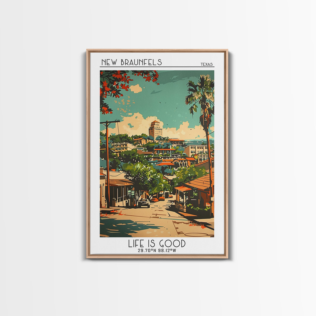 New Braunfels Texas Travel Poster, Framed Canvas Print, Travel Prints, Landscape Art, Fine Art Print, Travel Posters, Vintage Poster