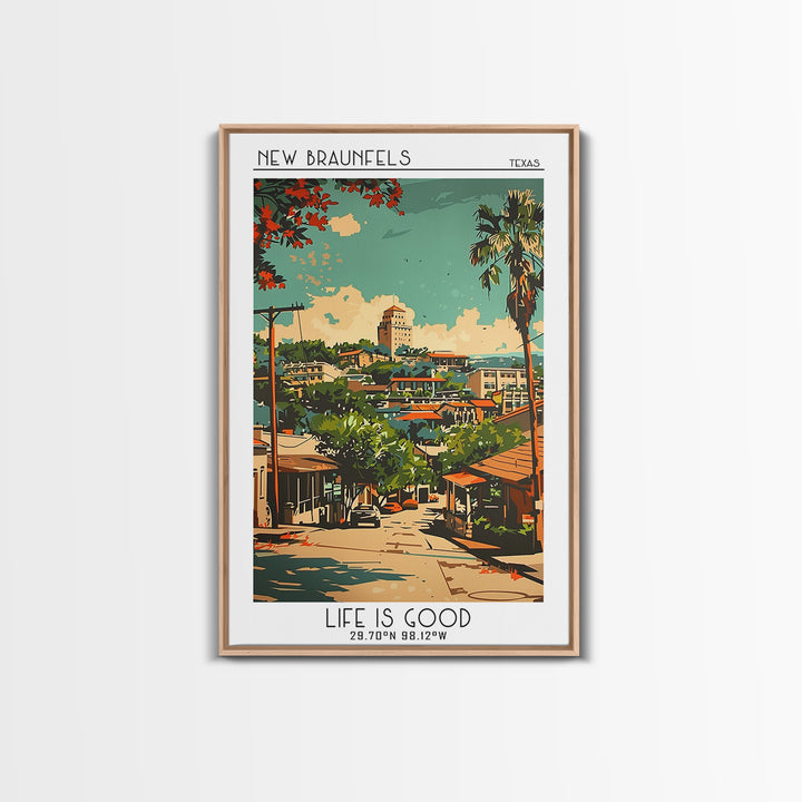 New Braunfels Texas Travel Poster, Framed Canvas Print, Travel Prints, Landscape Art, Fine Art Print, Travel Posters, Vintage Poster