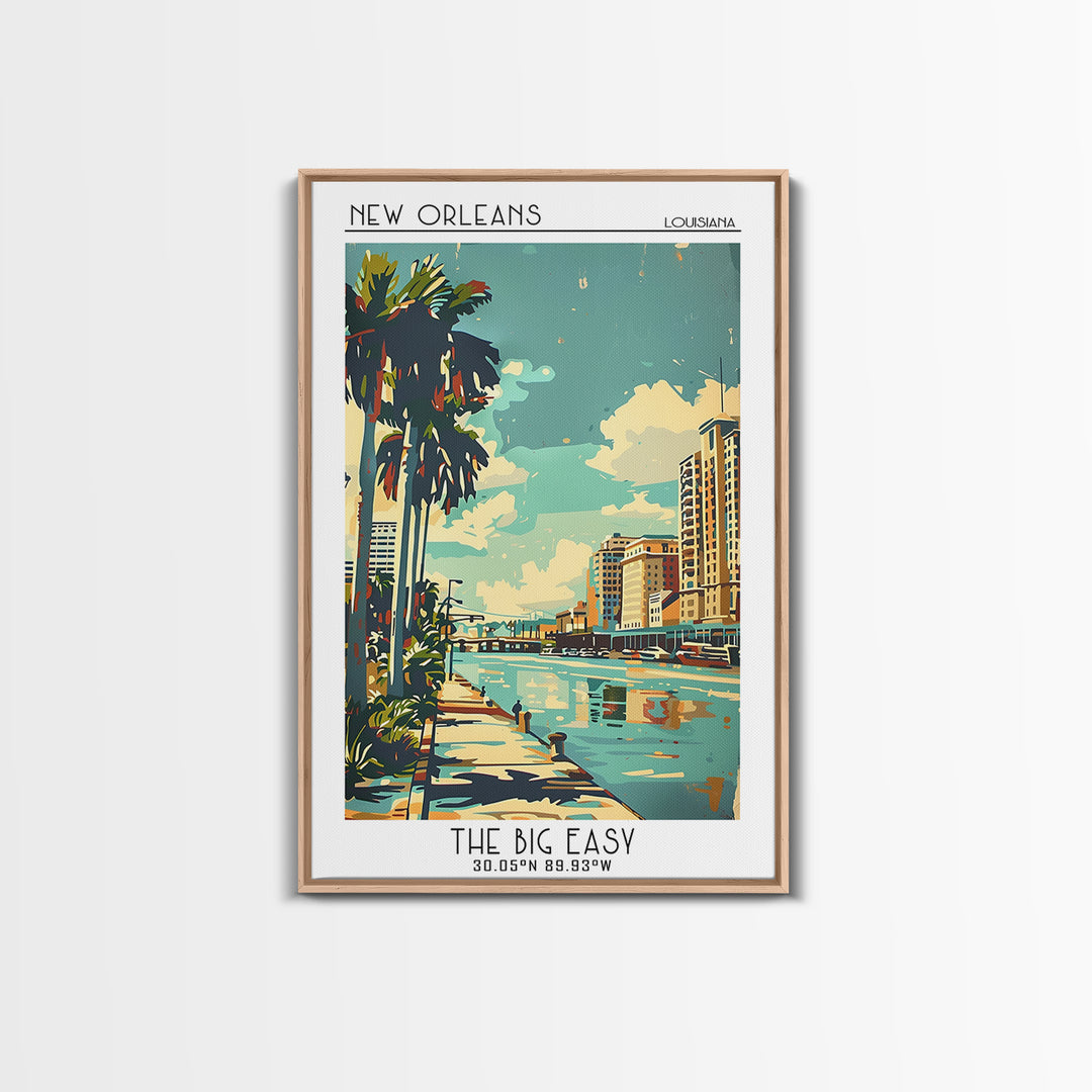 New Orleans Travel Poster, Framed Canvas Print, Vintage Travel Print, City Wall Art, Landscape Art, City Art Print, Travel Art Print