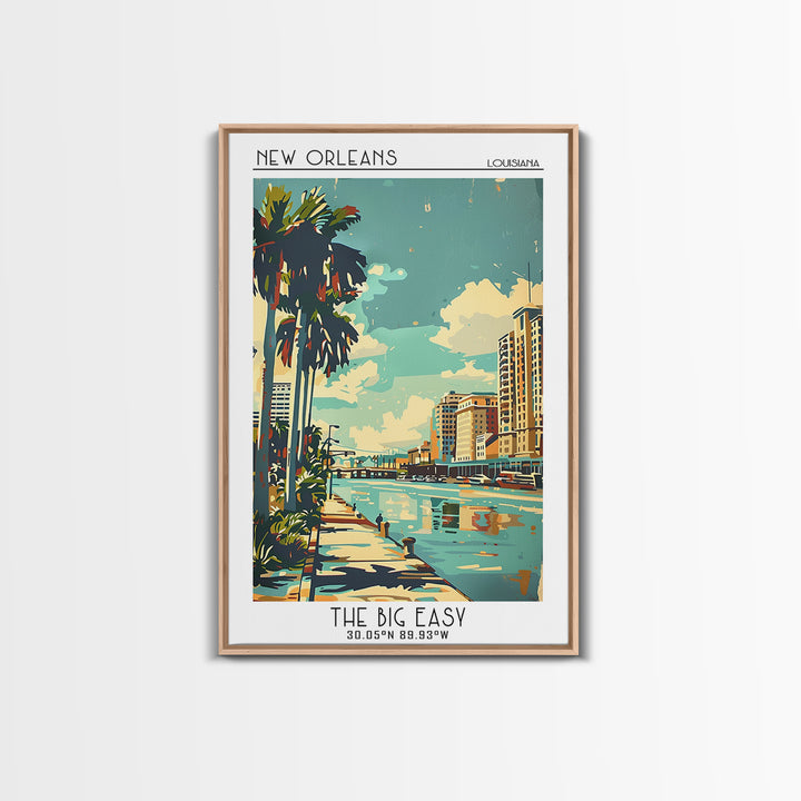 New Orleans Travel Poster, Framed Canvas Print, Vintage Travel Print, City Wall Art, Landscape Art, City Art Print, Travel Art Print