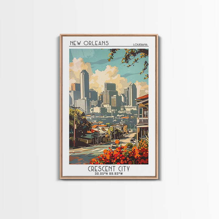 New Orleans Louisiana Travel Poster, Framed Canvas Print, Poster Print, Travel Wall Art, Travel Wall Decor, Home Decor, Travel Decor