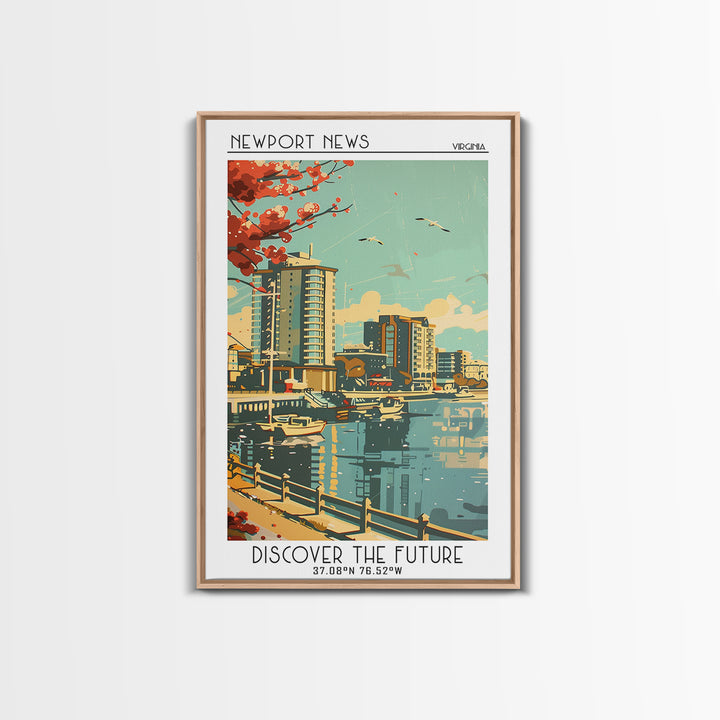 Newport News Virginia Travel Poster, Framed Canvas Print, City Travel Poster, Travel Wall Decor, Travel Prints, Living Room Wall Art