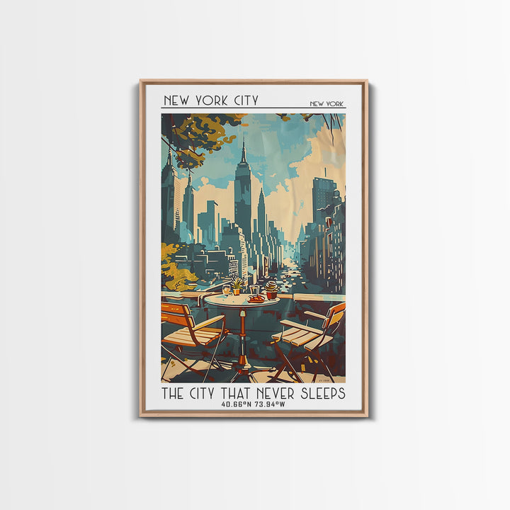 New York Travel Poster, Framed Canvas Print, Vintage Travel Print, City Wall Art, City Travel Poster, Travel Wall Art, Landscape Art