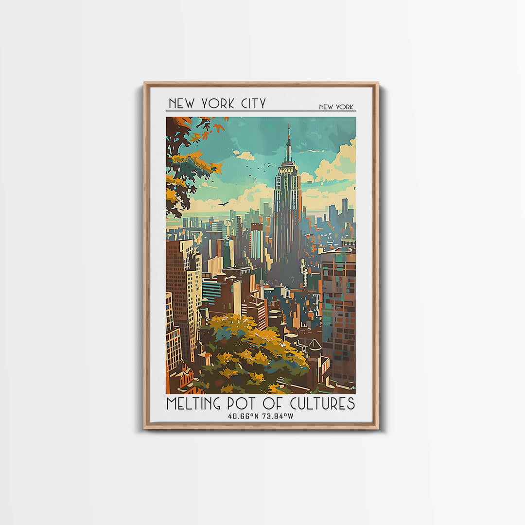 New York New York Travel Poster, Framed Canvas Print, Travel Prints, Landscape Art, Vintage Posters, Travel Posters, Wanderlust Gift