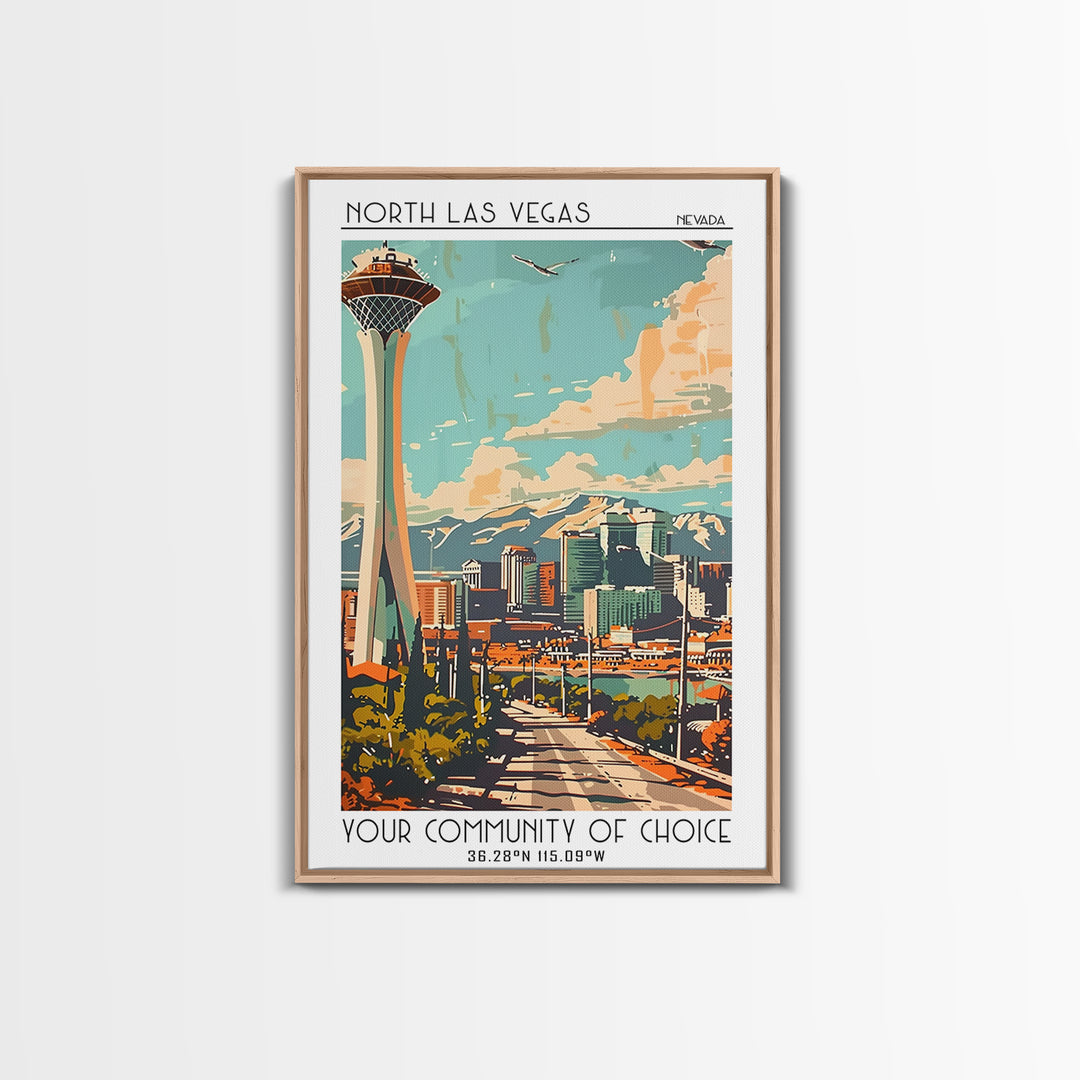 North Las Vegas Travel Poster, Canvas Print, Travel Wall Art, City Wall Art, Living Room Wall Art, City Art Print, Colorful Wall Art