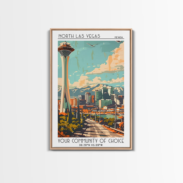 North Las Vegas Travel Poster, Canvas Print, Travel Wall Art, City Wall Art, Living Room Wall Art, City Art Print, Colorful Wall Art