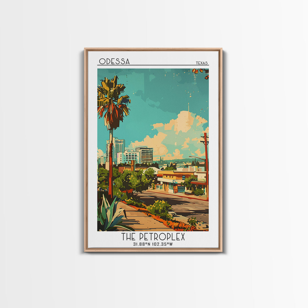 Odessa Travel Poster, Framed Canvas Print, City Travel Poster, Travel Wall Art, Wall Art, Mid Century Wall Art, Living Room Wall Art