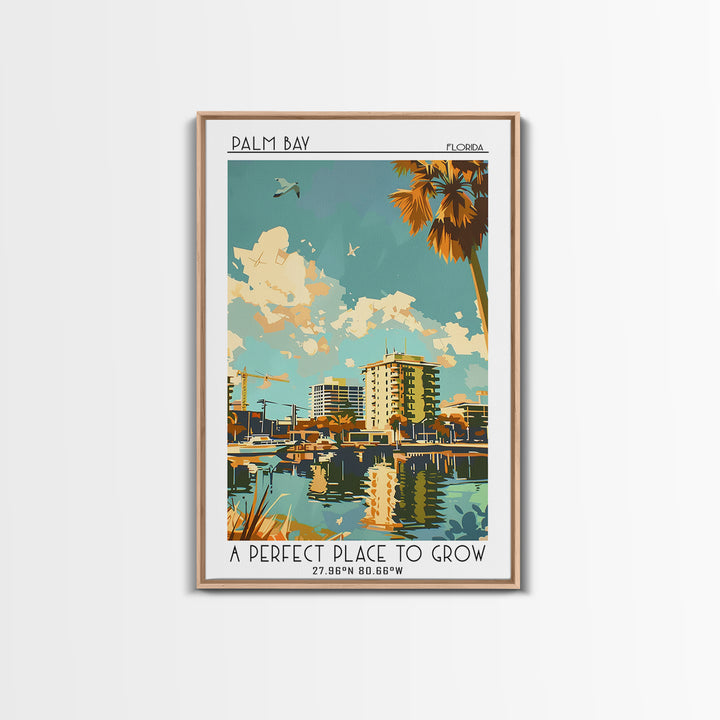 Palm Bay Florida Travel Poster, Canvas Print, Retro Wall Art, Travel Print, Vintage City Poster, Vintage Travel Print, City Wall Art