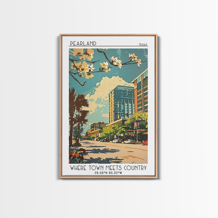 Pearland Travel Poster, Framed Canvas Print, Poster Print, Travel Wall Art, Vintage Posters, Vintage Travel Print, City Illustration