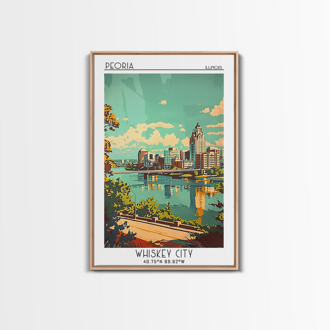 Peoria Illinois Travel Poster, Canvas Print, Vintage Travel Print, City Wall Art, Retro Travel Poster, City Art Print, Travel Prints