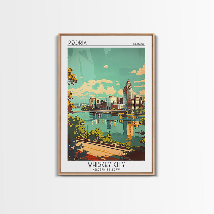 Peoria Illinois Travel Poster, Canvas Print, Vintage Travel Print, City Wall Art, Retro Travel Poster, City Art Print, Travel Prints
