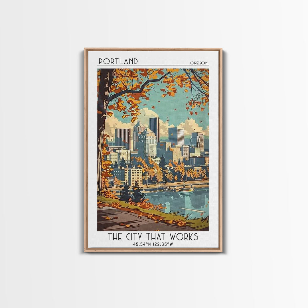 Portland Oregon Travel Poster, Canvas Print, City Travel Poster, Travel Wall Art, Poster Print, City Illustration, Travel Wall Decor