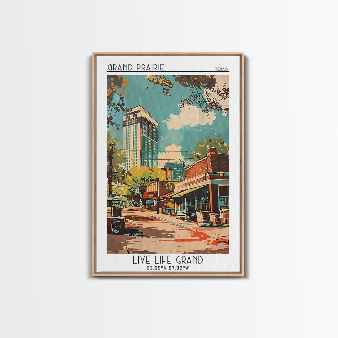 Grand Prairie Travel Poster, Canvas Print, Retro Travel Poster, City Wall Art, Poster Art, Travel Prints, Home Decor, City Art Print