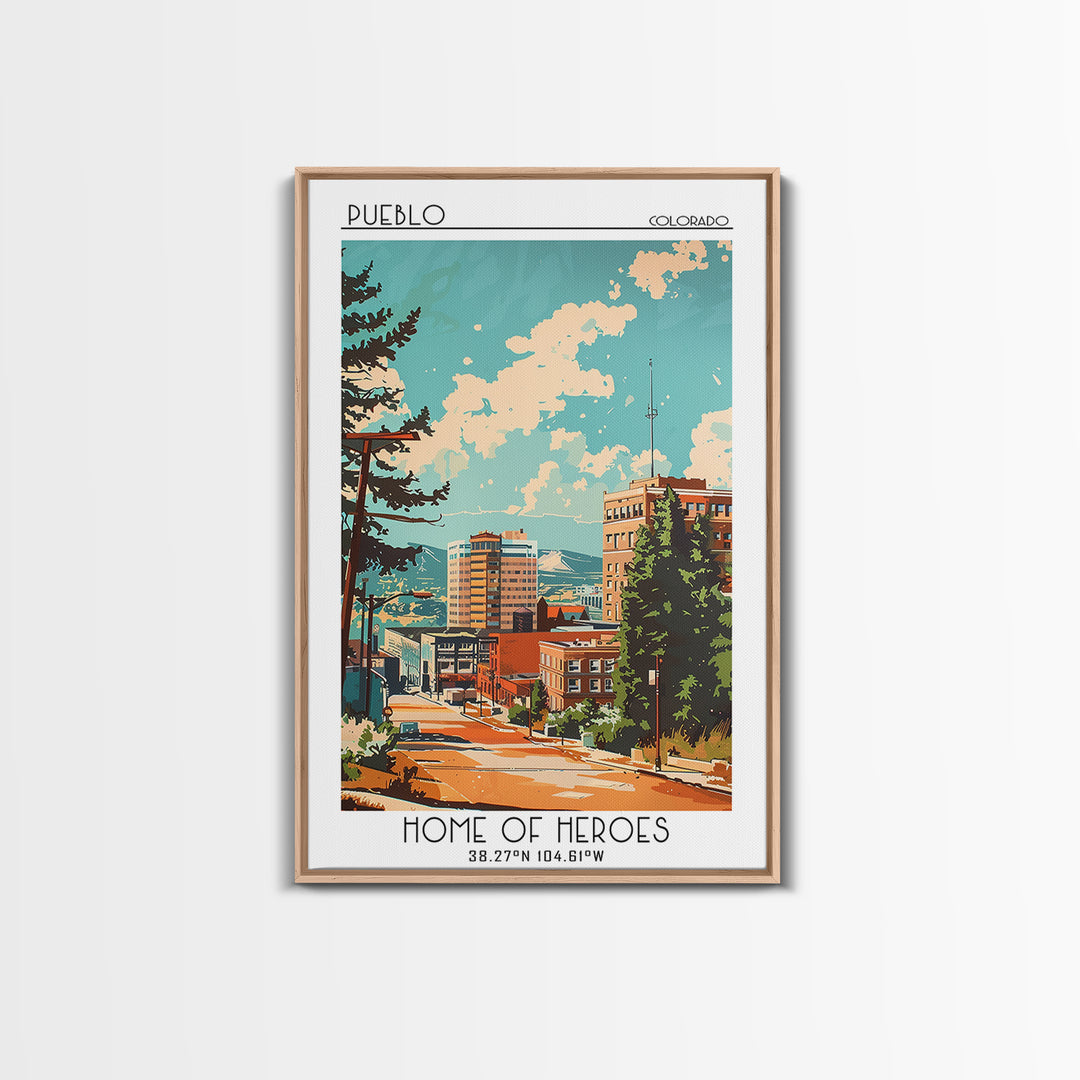 Pueblo Travel Poster, Canvas Print, City Travel Poster, Travel Wall Decor, Travel Posters, Landscape Art, Wanderlust Gift, Art Print
