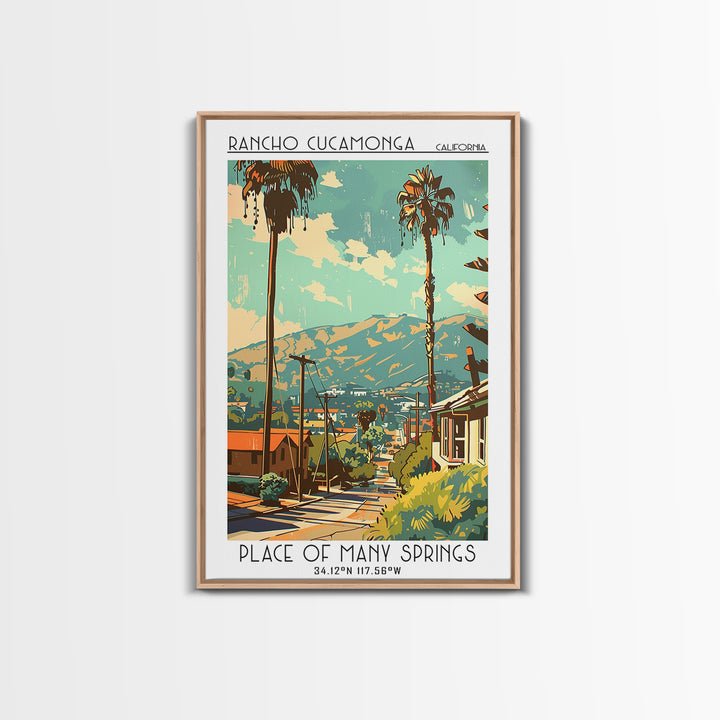 Rancho Cucamonga California Travel Poster, Framed Canvas Print, City Travel Poster, Vintage City Poster, Travel Prints, Travel Print