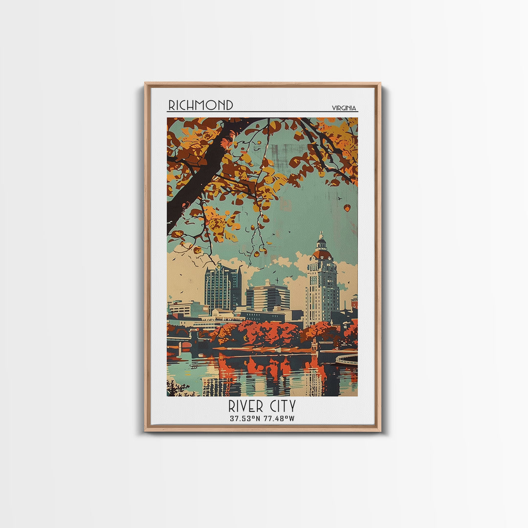 Richmond Virginia Travel Poster, Framed Canvas Print, City Art Print, Travel Wall Art, Travel Art Print, Poster Art, Vintage Posters