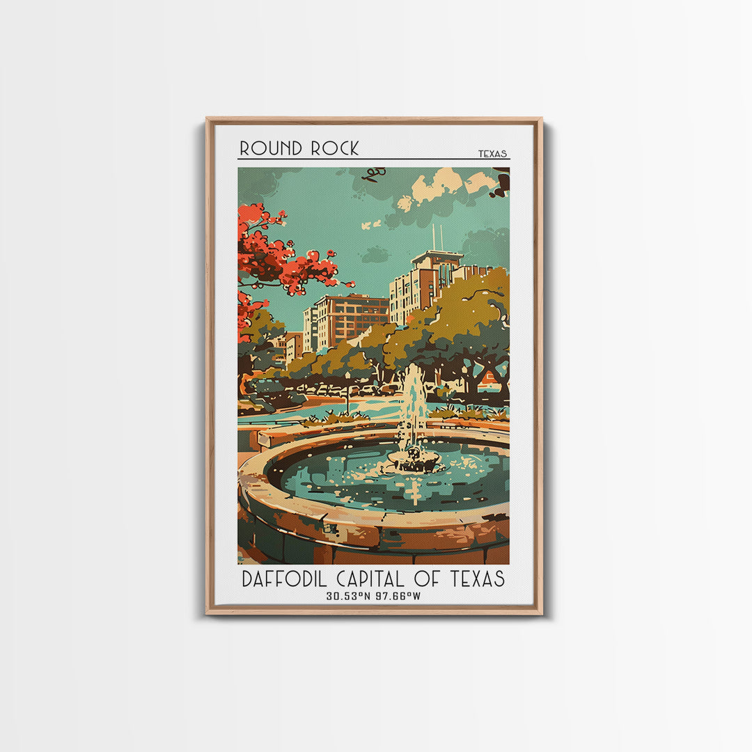 Round Rock Texas Travel Poster, Canvas Print, Travel Art Print, Modern Wall Decor, Travel Print, Retro Travel Poster, Retro Wall Art