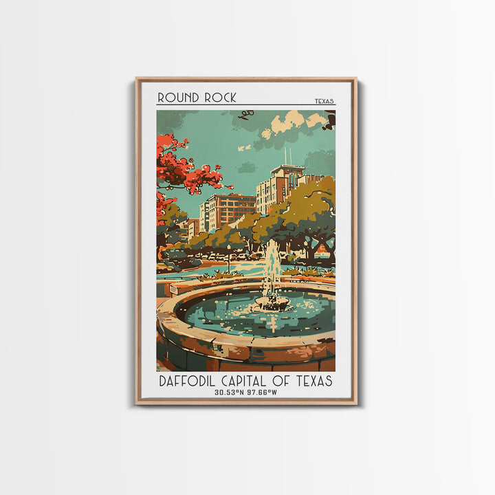 Round Rock Texas Travel Poster, Canvas Print, Travel Art Print, Modern Wall Decor, Travel Print, Retro Travel Poster, Retro Wall Art