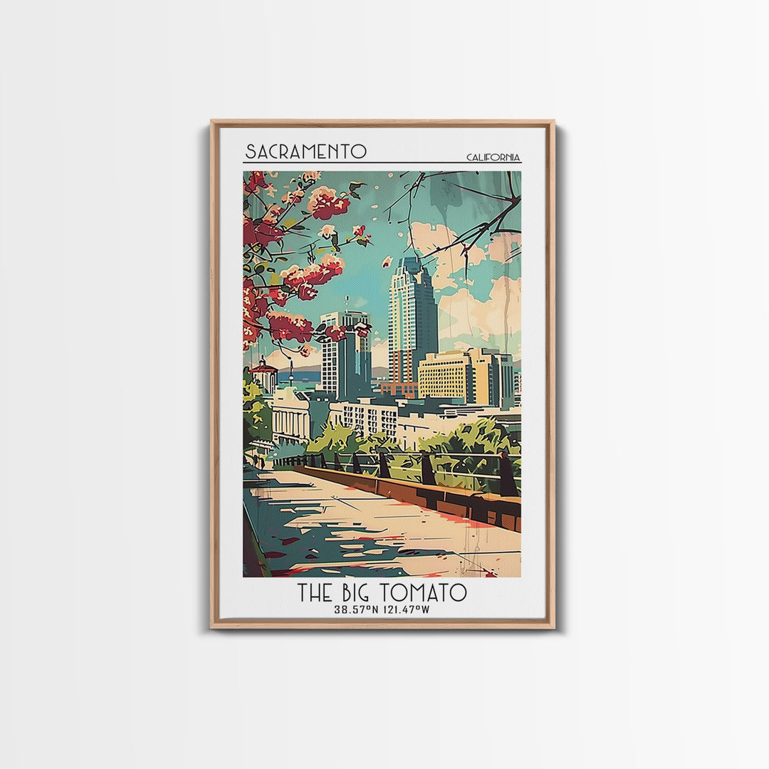 Sacramento California Travel Poster, Framed Canvas Print, Retro Travel Poster, City Wall Art, Vintage Travel Print, Gallery Wall Set